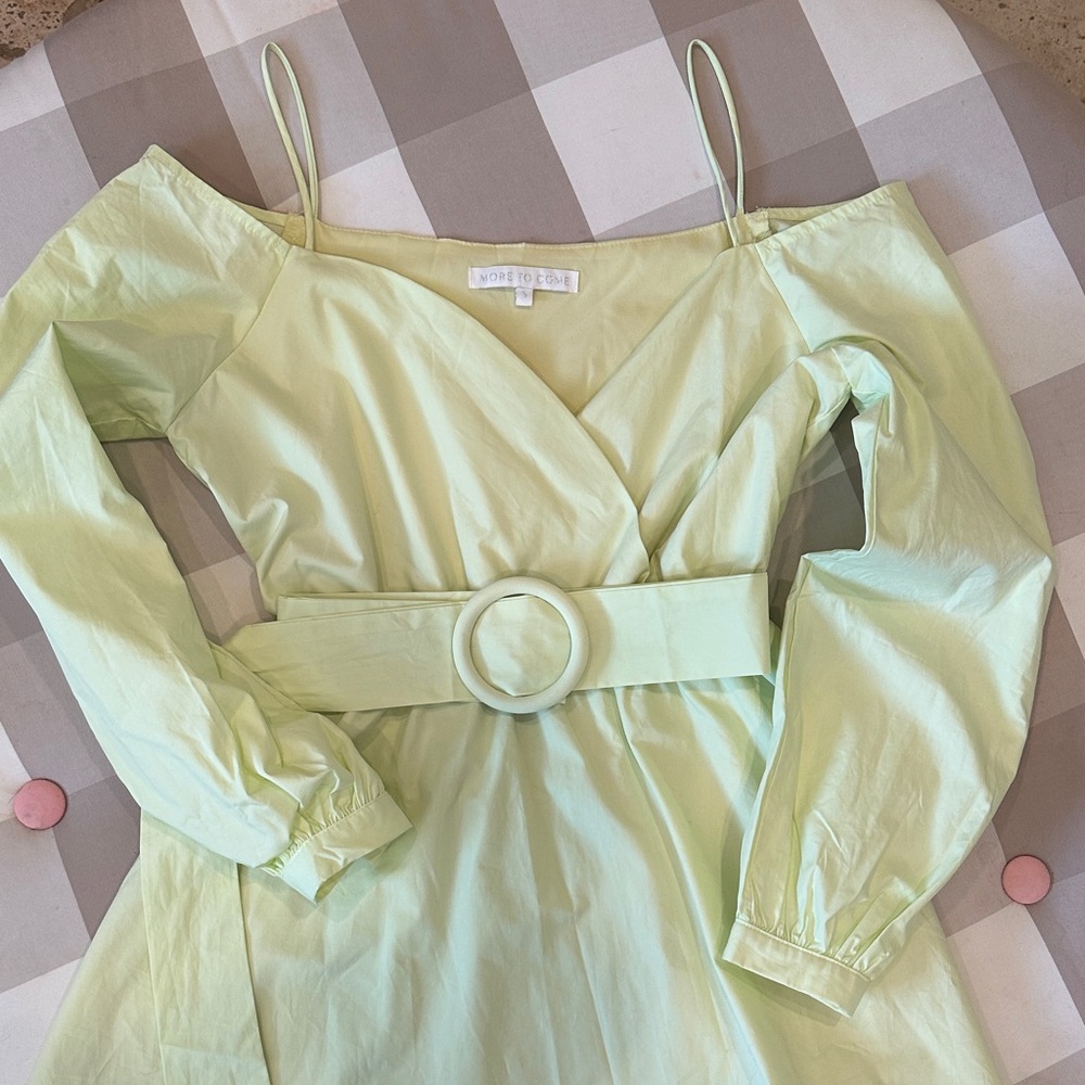 Pale Celery Green Off-Shoulder Dress